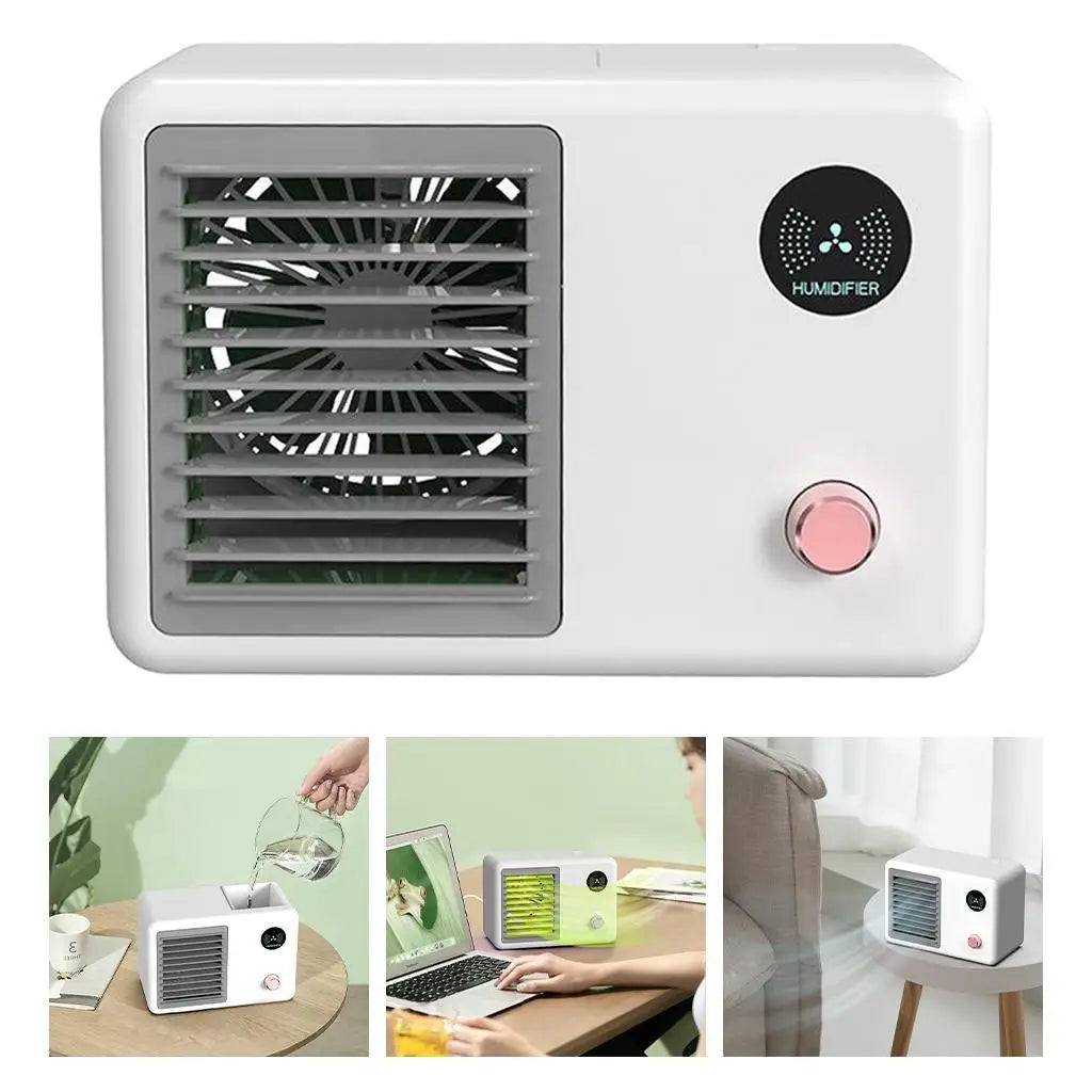 Personal Air Cooler, 3-in-1 Silent Retro Portable Conditioner, 400ml Air Cooler Humidifier with LED