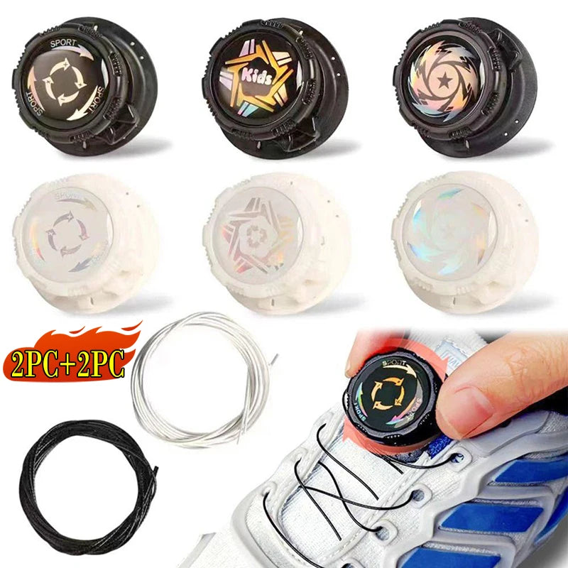 2Sets Metal Wire Swivel Automatic Buckle Rope Sneaker