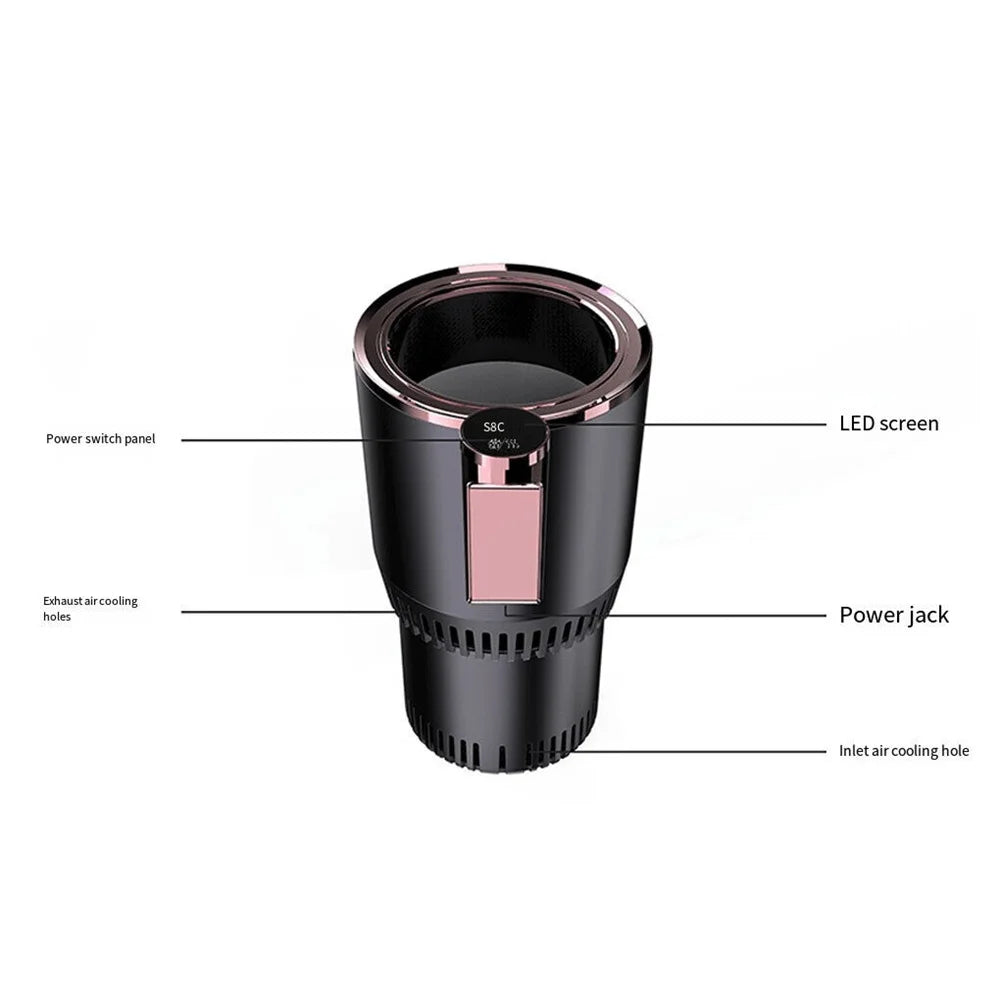 Smart Car 2-In-1 Hot And Cold Cup Drinks Holder Home Fast Refrigeration Cooling/Heating Mini Touch Screen Beverage Mug