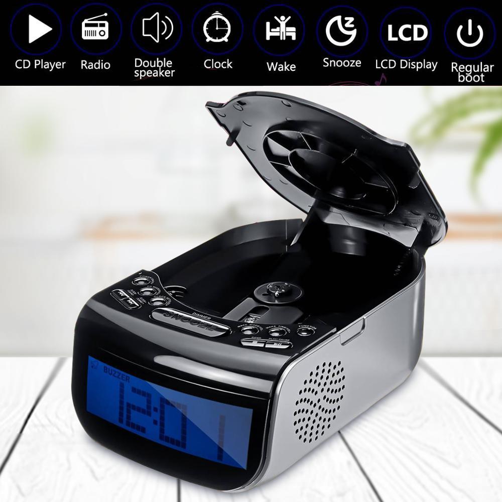 LCD Digital Alarm Dual Speakers  Radio CD Music Player